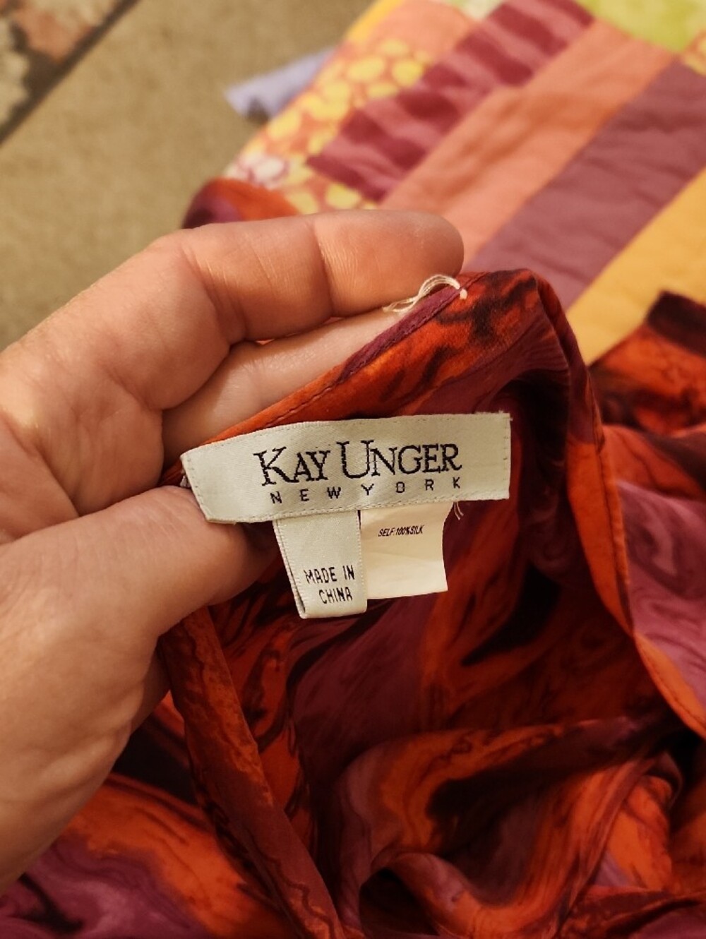 Kay Unger Silk Scarf in Orange and Magenta - Picture 4 of 6